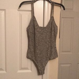 Grey velvet bodysuit